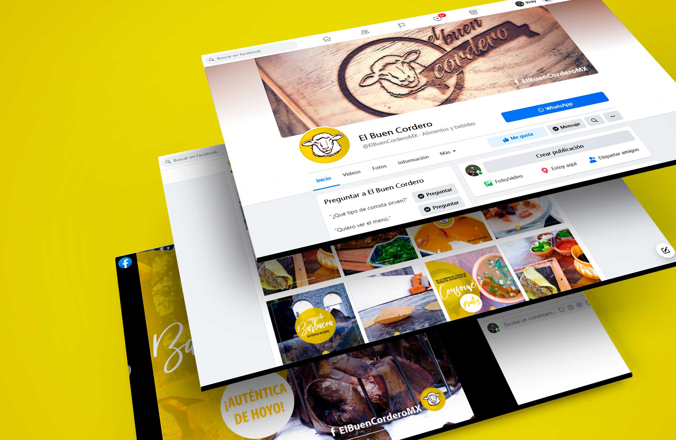 Agencia publicidad diseño gráfico social media administración redes sociales restaurante El Buen Cordero