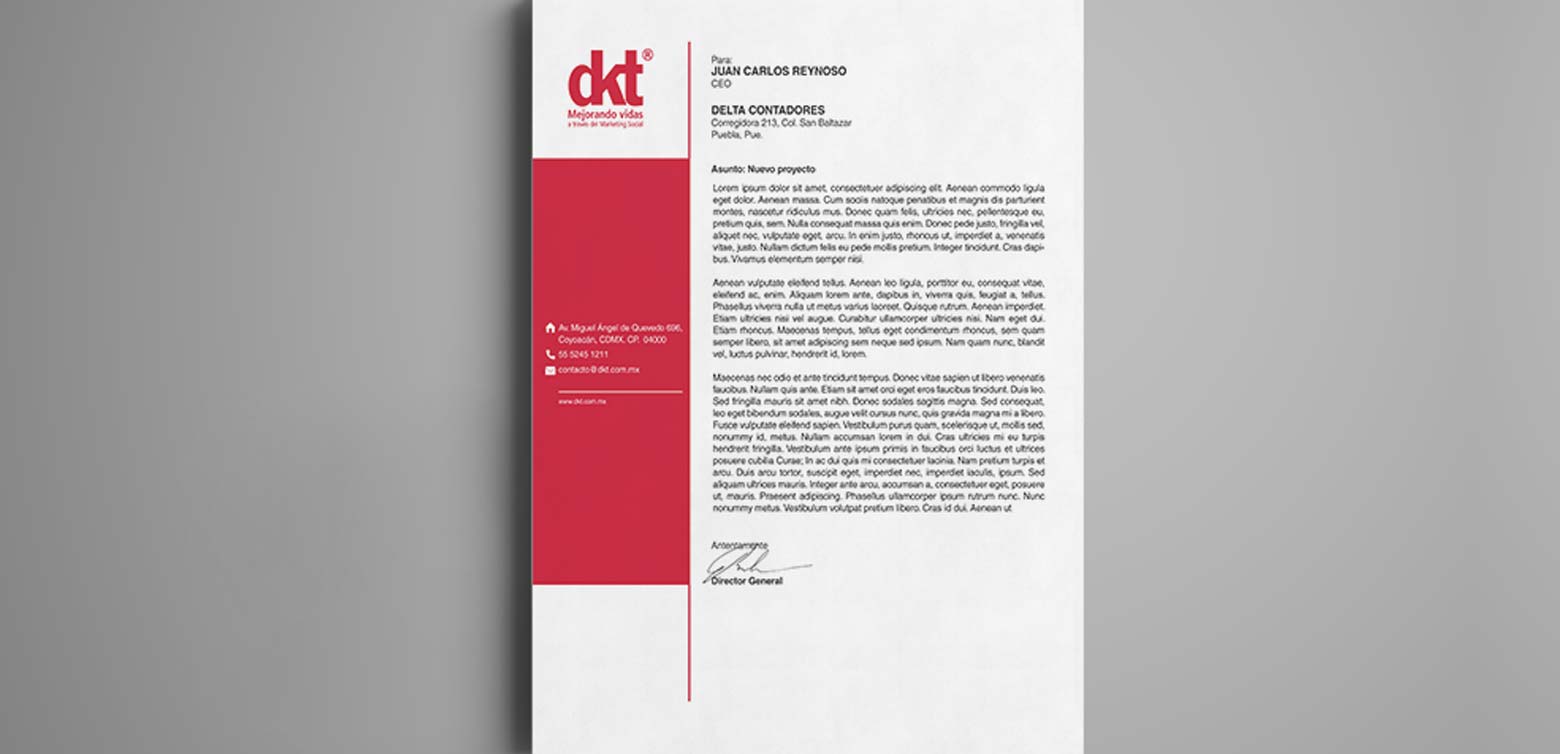 Diseño gráfico identidad corporativa tarjetas corporativas DKT asociación civil