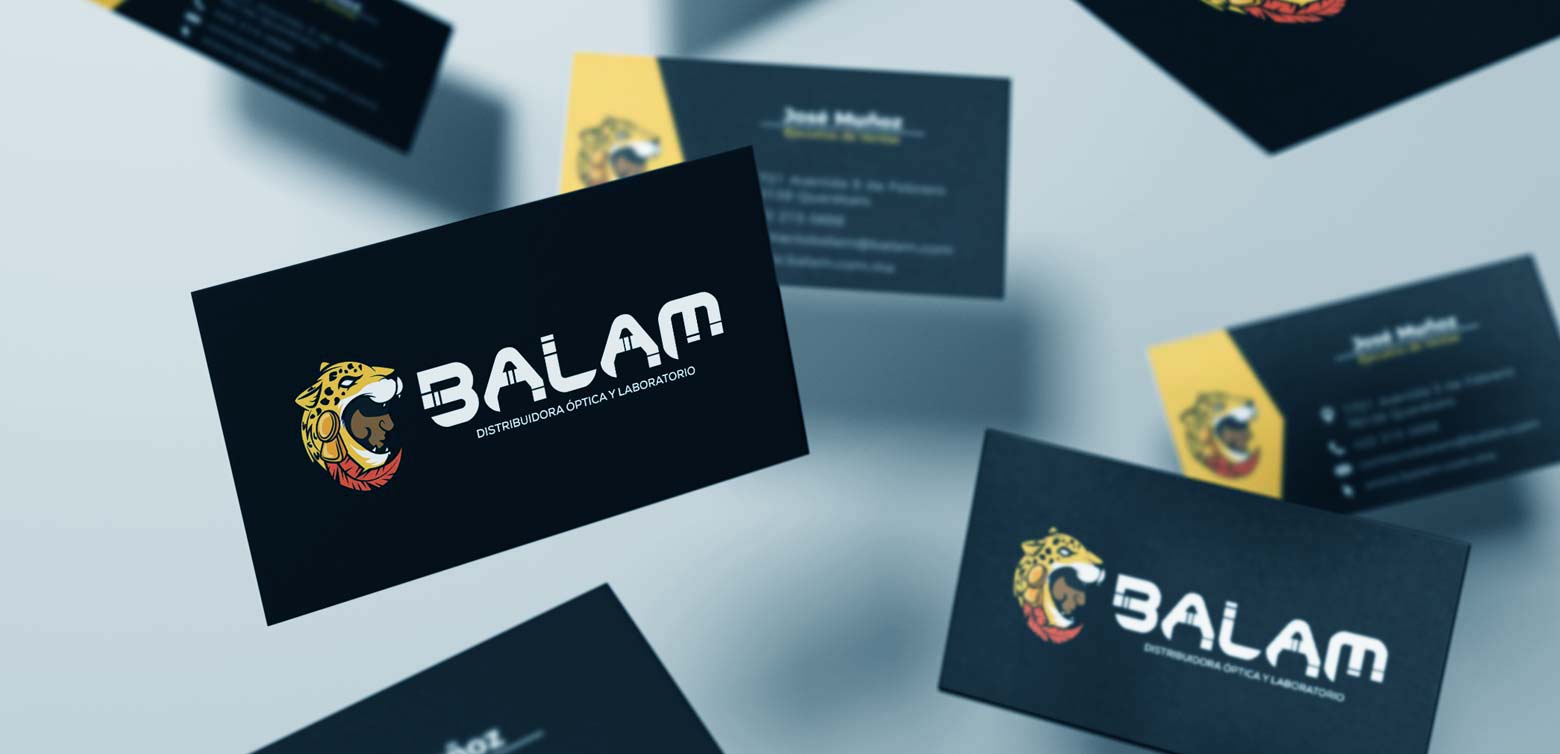 Diseno gráfico tarjetas corporativas identidad corporativa óptica laboratorio Balam